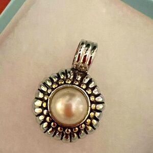 Silver and Pearl Pendant with Gold Accent Beads